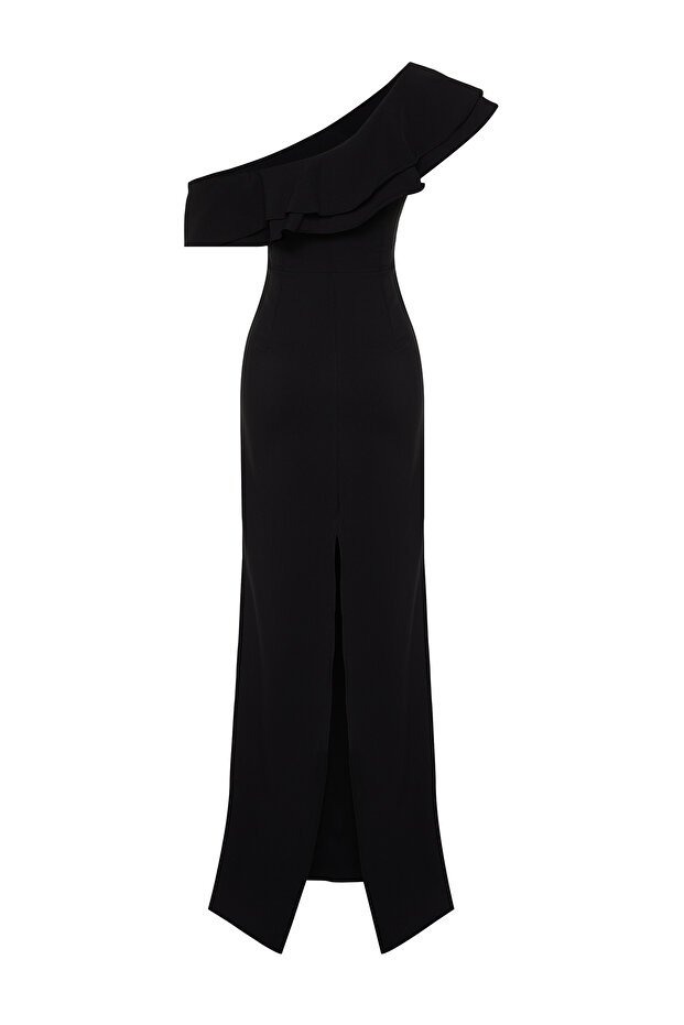 Fekete testet átölelő, szőtt, elegáns estélyi ruha, hosszú ruha TPRSS24AE00066 - 9