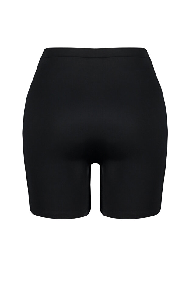 Siyah Yüksek Bel Vücuda Oturan Mini Şort Örme Büyük Beden Bikini Altı TBBSS24CR00008 - 9