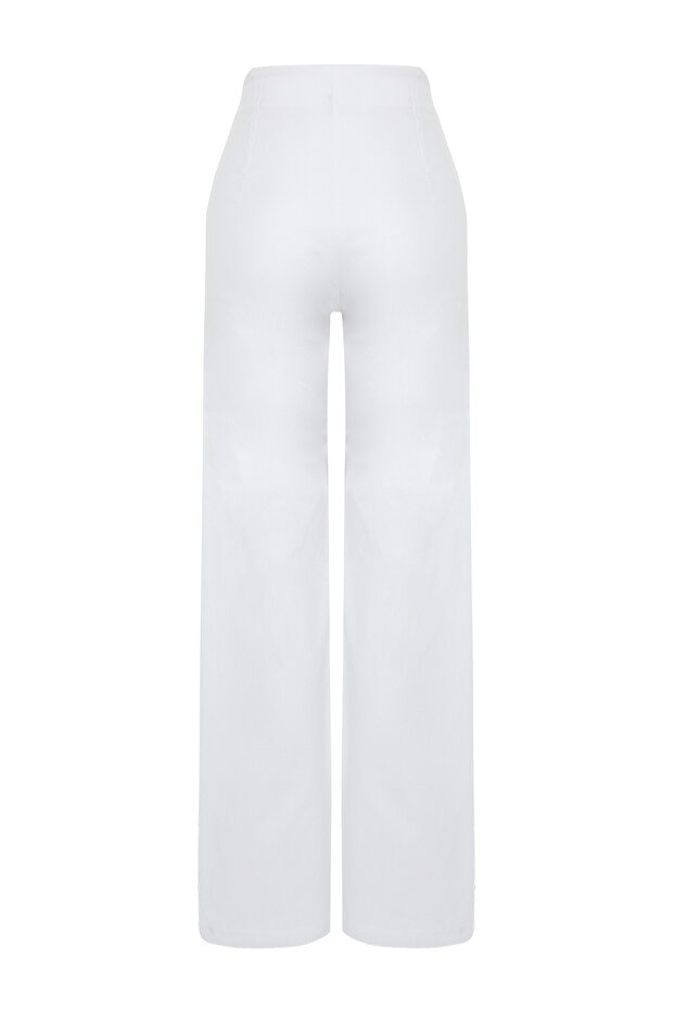 Limited Edition Ekru Nervürlü Dokuma Kumaş Pantolon TWOSS24PL00103 - 8