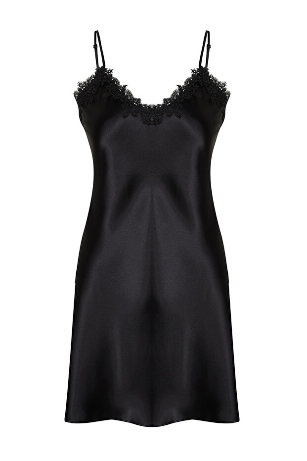 Fekete csipke szatén szőtt hálóing TBBSS24CH00016 - 7