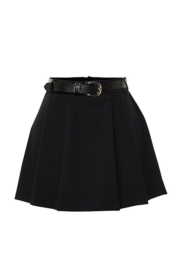 Siyah Kemerli Mini Dokuma Şort TWOSS24SR00050 - 7