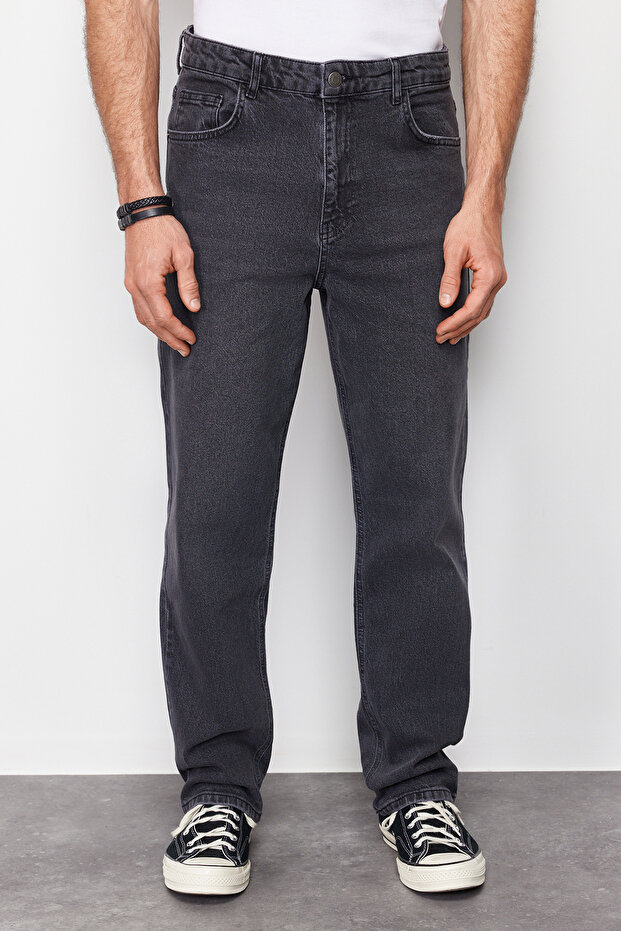 Antrasit Smoke Baggy/ 90's Straight Fit Jeans Bol Kot Pantolon TMNSS24JE00012 - 1