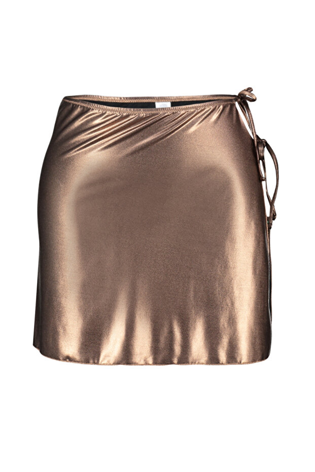 Bronz Mini Örme Aksesuarlı Plaj Pareo TBESS24PR00009 - 8