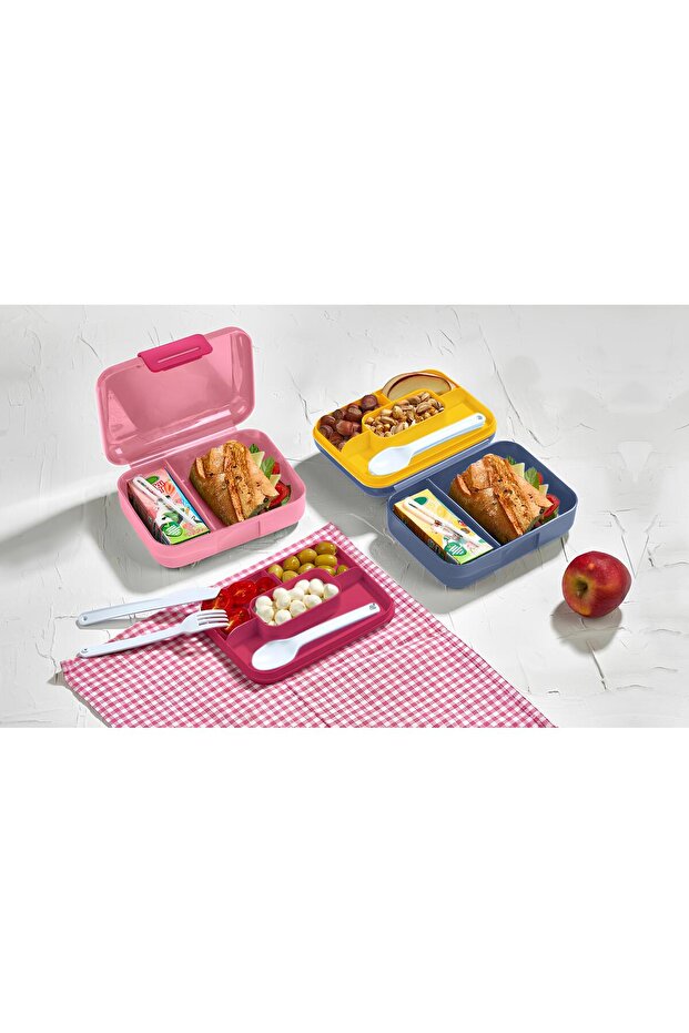 Feeding Bowl Food Set with Cutlery and Spoon in BluexGreen 19x14cm