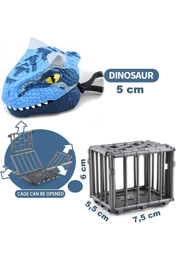 Kafeste Carnotaurus Mini Dinozor Arabası Anahtarlık Oyuncak Çek Bırak Dinozor - 3