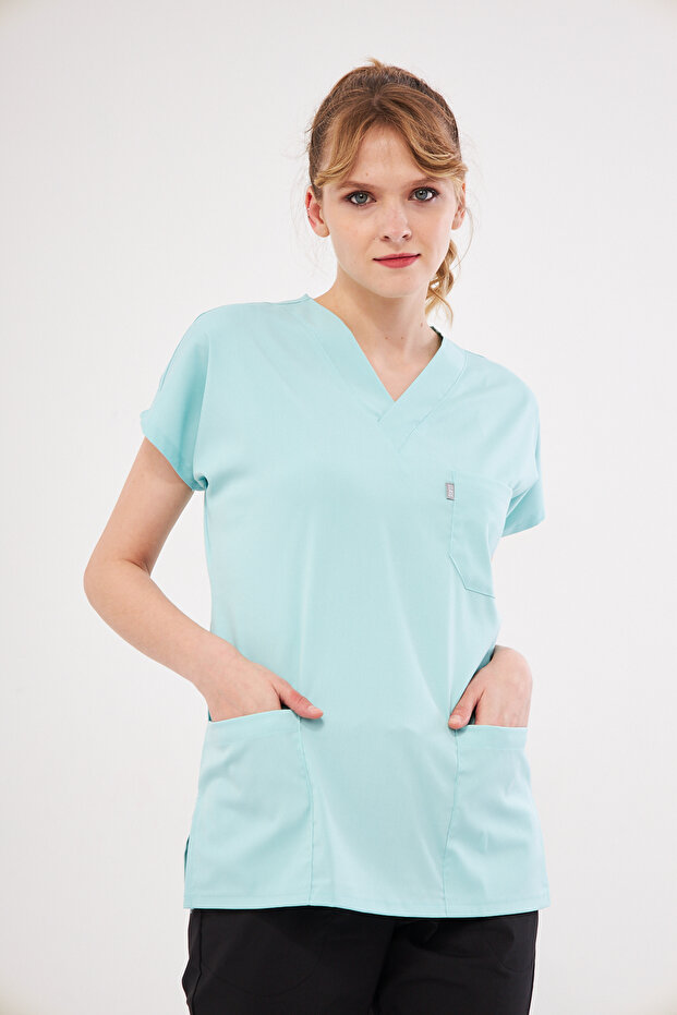 Single Top Mint Green Lycra Nurse and Doctor Jersey Top Scrubs
