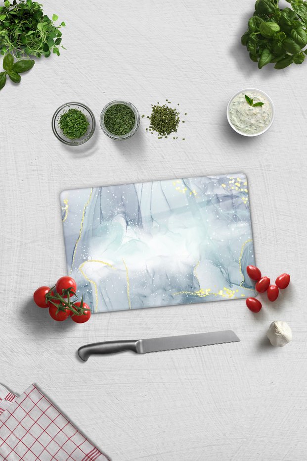 Glass Cutting Board - Glass Cutting Board | Abstract Watercolor | 20cm X 30cm