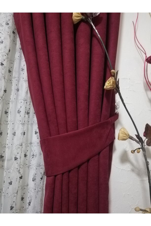 KULLANIMA HAZIR BORDO SIK PİLELİ 1X3 FON PERDE TEK KANAT 9206 - 4