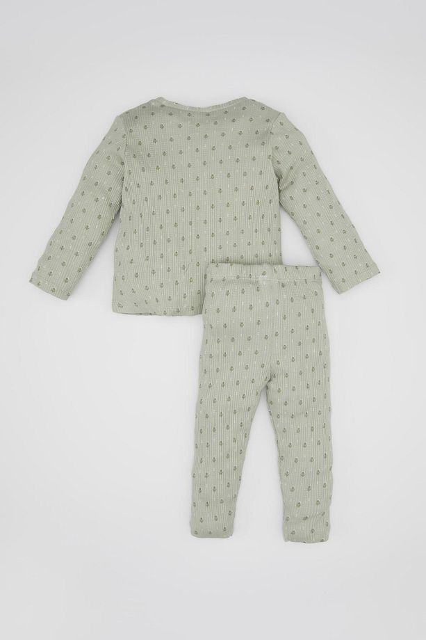 Kız Bebek Pijama Takımı Çiçekli Uzun Kollu Üst Beli Lastikli Uzun Alt C0656a524sp - 5