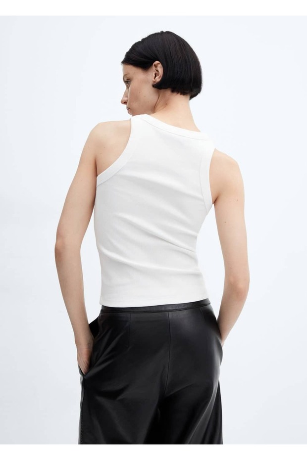 Lastik örgü pamuklu bluz - 4