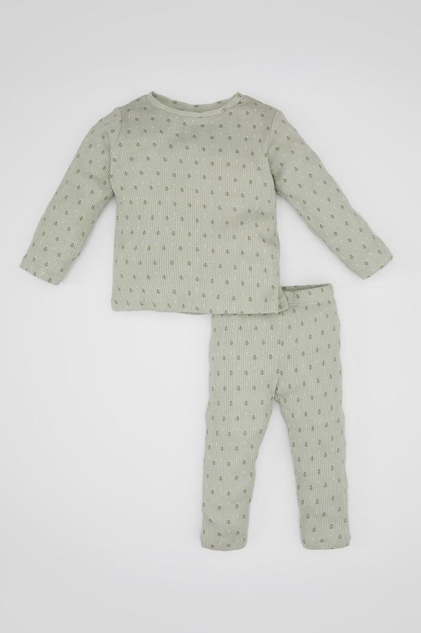 Kız Bebek Pijama Takımı Çiçekli Uzun Kollu Üst Beli Lastikli Uzun Alt C0656a524sp - 1