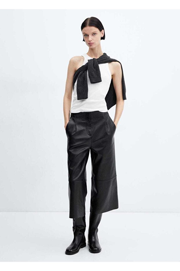 Lastik örgü pamuklu bluz - 2