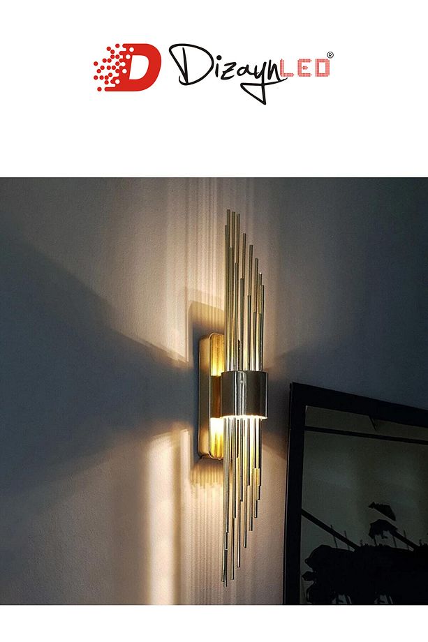 Duvar Aplikleri, Duvar Aplik Aydınlatma Altın - Gold Led Duvar Lambası - 3