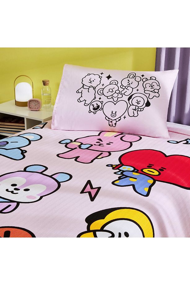 Lisanslı BT21 Tek Kişilik Pamuk Pike Takımı - 2