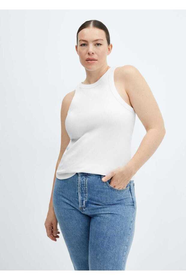 Lastik örgü pamuklu bluz - 8