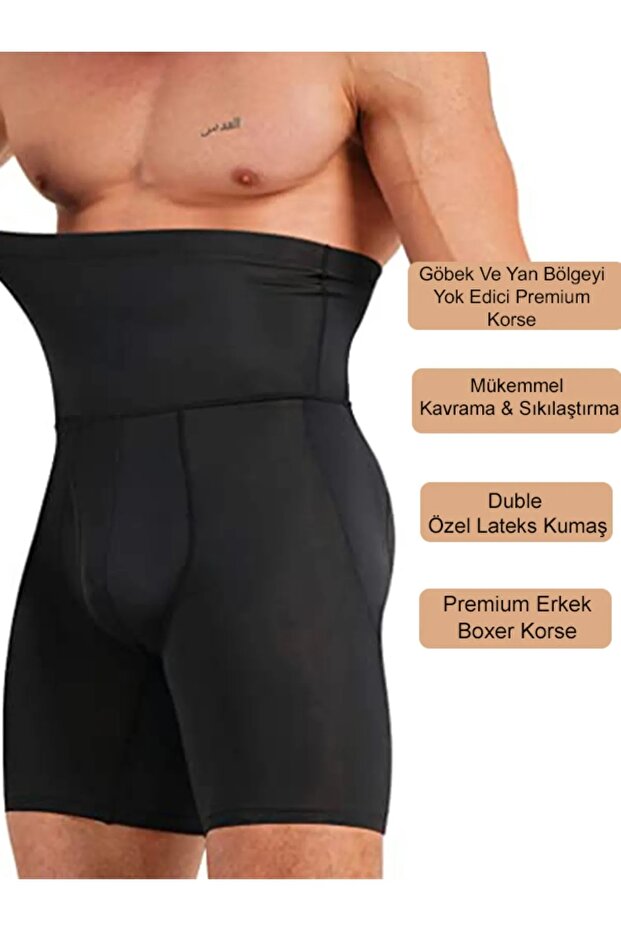 Black Belly Enhancing Firming Instant Belly Slimming Men's Boxer Corset