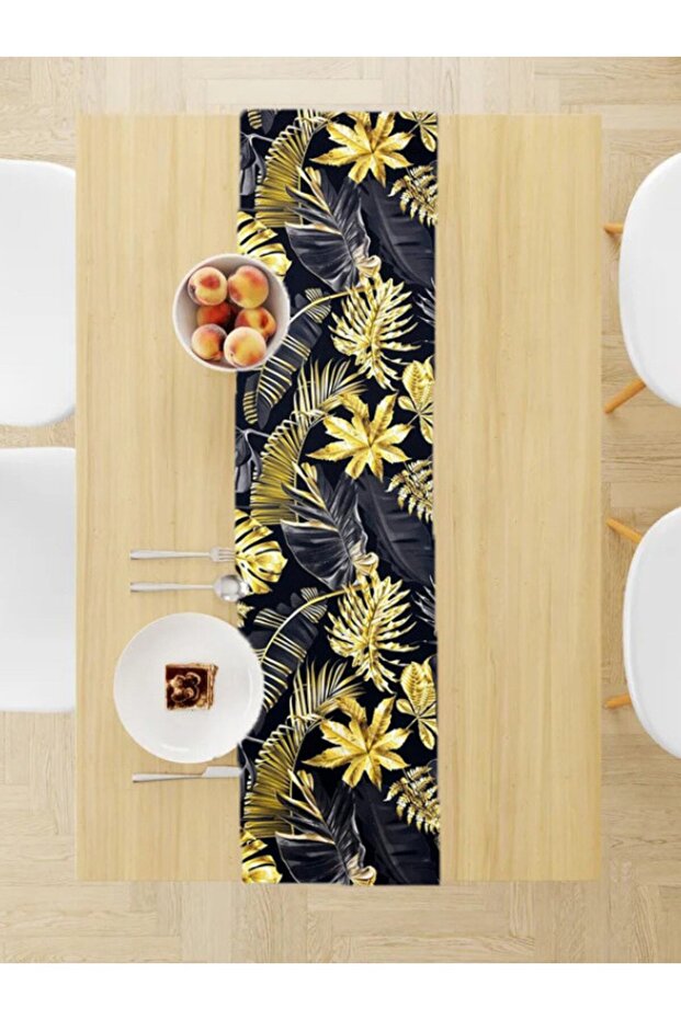 Runner Gold Patterned Digital Print Runner - 1