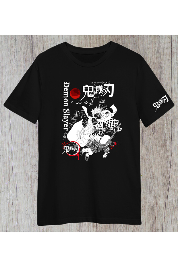 Overize Demon Slayer Anime Movie Designed Chest Sleeve Printed Unisex T-shirt