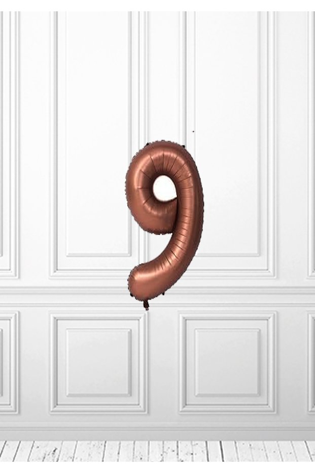 Brown Numeral Foil Balloon - Retro Numeral Foil Balloon 9 Numeral Foil Balloon