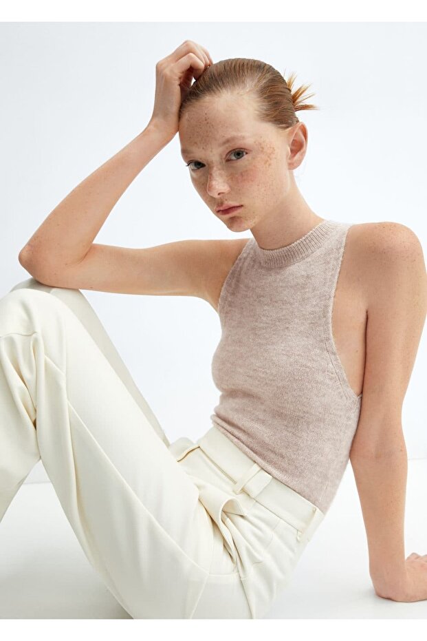 Yuvarlak Yakalı Triko Bluz - 6