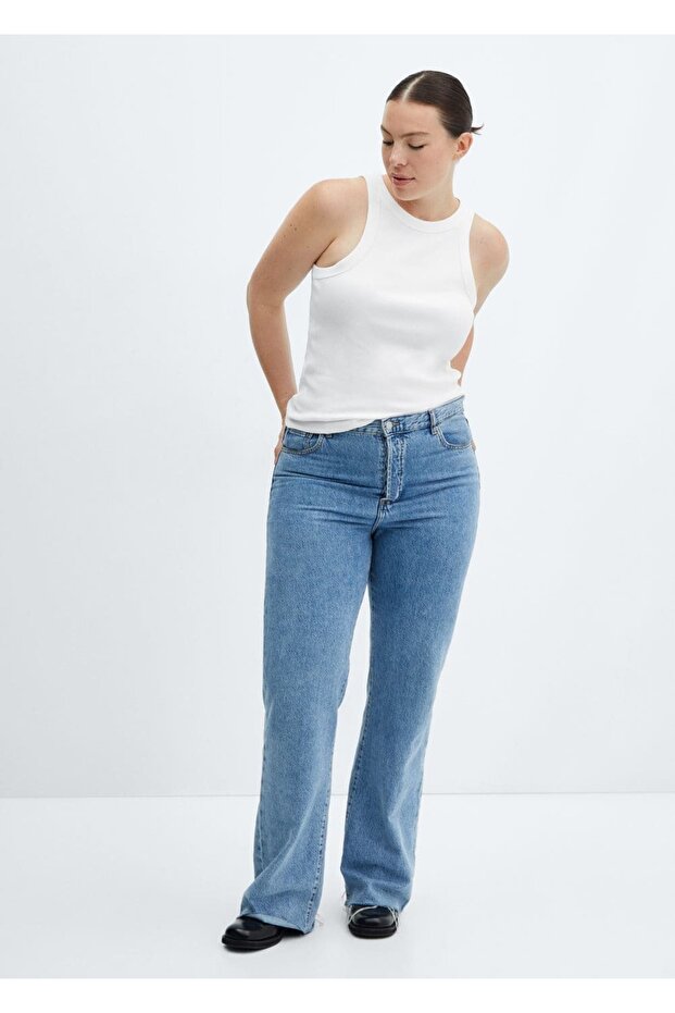 Lastik örgü pamuklu bluz - 5