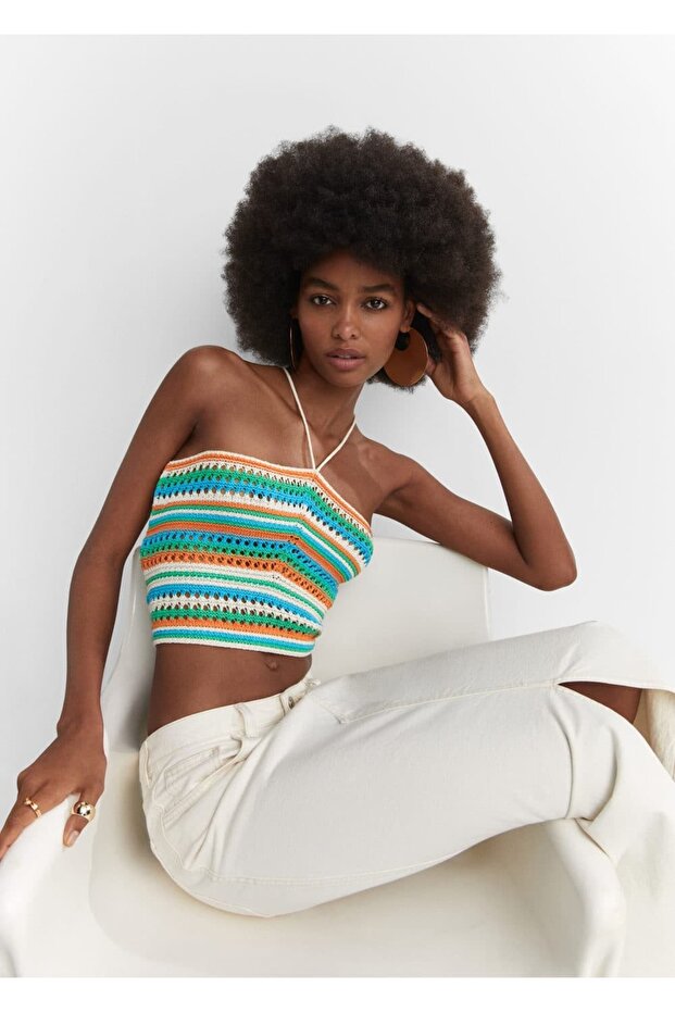 Halter Yakalı Kroşe Bluz - 7