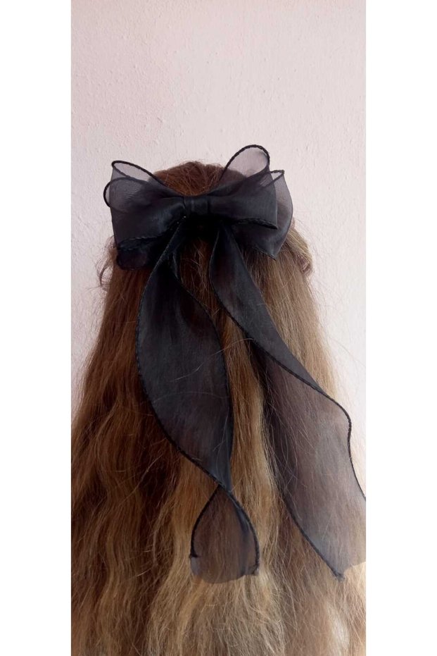 Handmade Black Organized Tulle Bow School Buckle