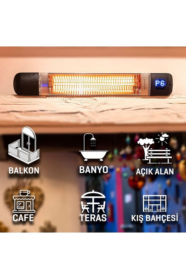 Smarty-wl Infrared Elektrikli Isıtıcı Akıllı Ip55 Su Geçirmez Duvar Cafe Tipi Dış Mekan 2500w - 3