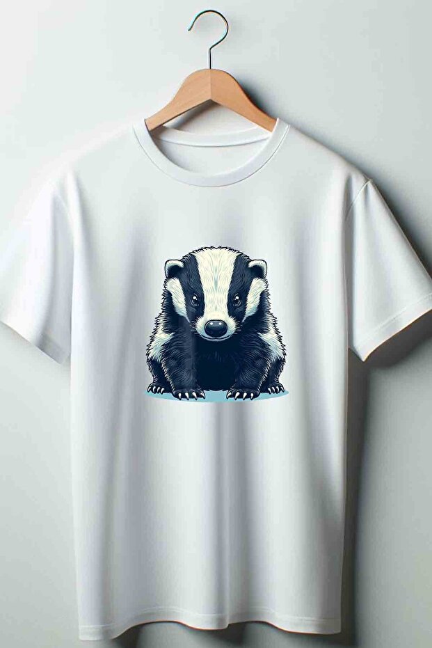 Honey Badger Printed White Oversize Crew Neck T-shirt