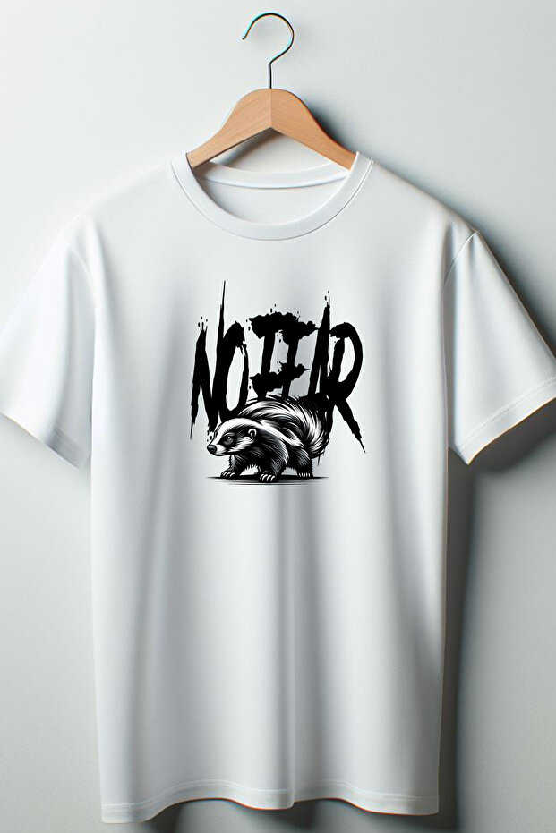Honey Badger No Fear Printed White Oversize Crew Neck T-Shirt