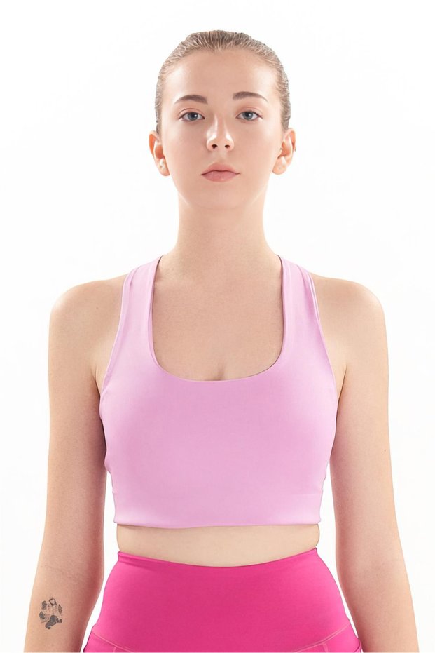 Women's Square Collar Back Detailed Sports Bra 7153