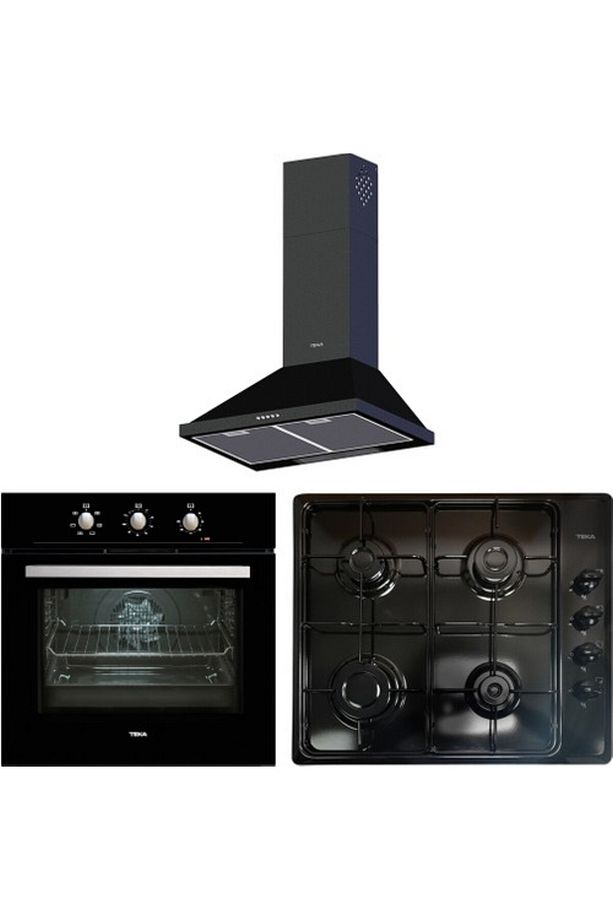 Chef 3 Ankastre Set (HE 715 BK FIRIN HLX 60 AI AL BK OCAK DBT 60 BK DAVLUMBAZ) Siyah 640004 - 1