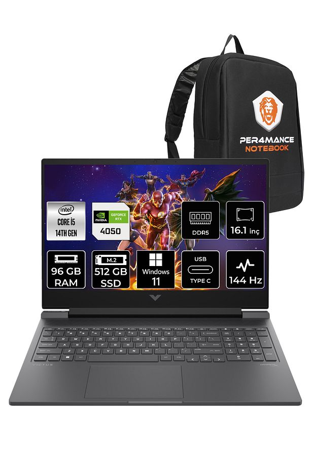 VİCTUS 16  i5-14500HX 96GB RAM 512GB SSD RTX4050/6GB 144Hz 16.1 FHD W11HOME 9J259EA & PER4 ÇANTA - 1