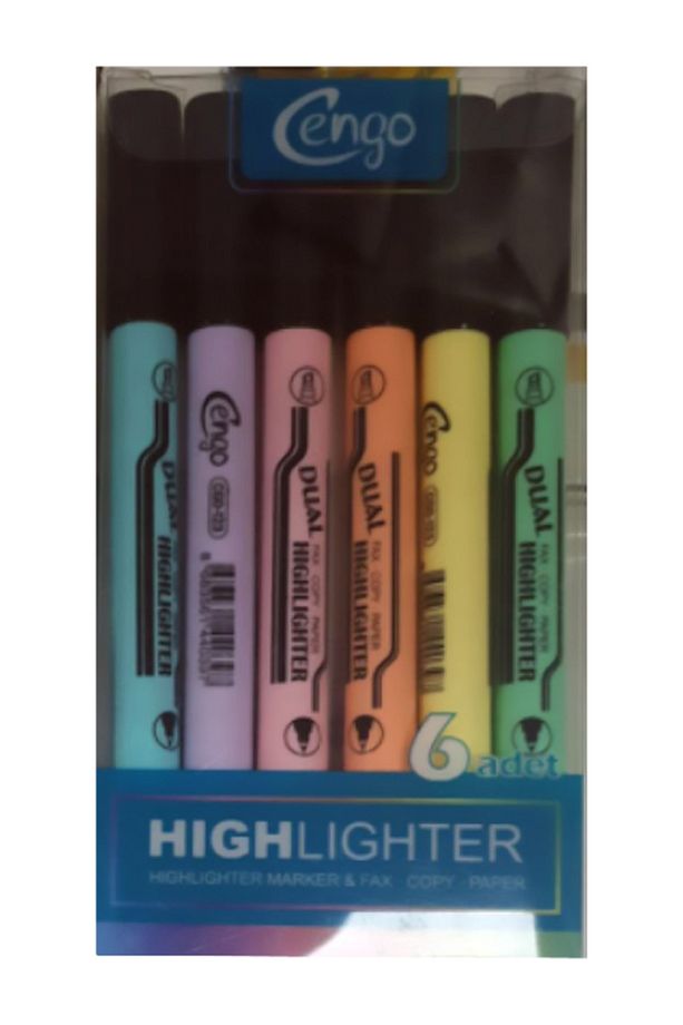 Çift Taraflı Highlighter Fosforlu Kalem Pastel Renkler 6lı Set - 2