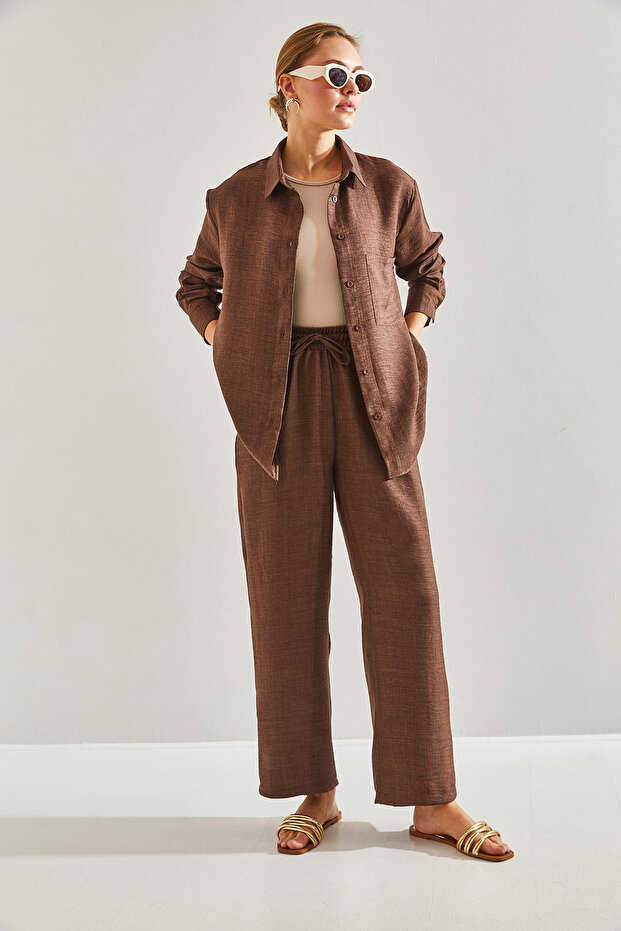 Women's Elastic Waist Trousers Bottom and Top Set - 4