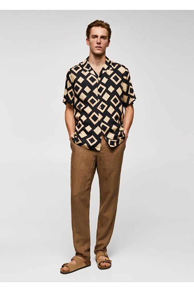 Geometric pattern bowling shirt - 2