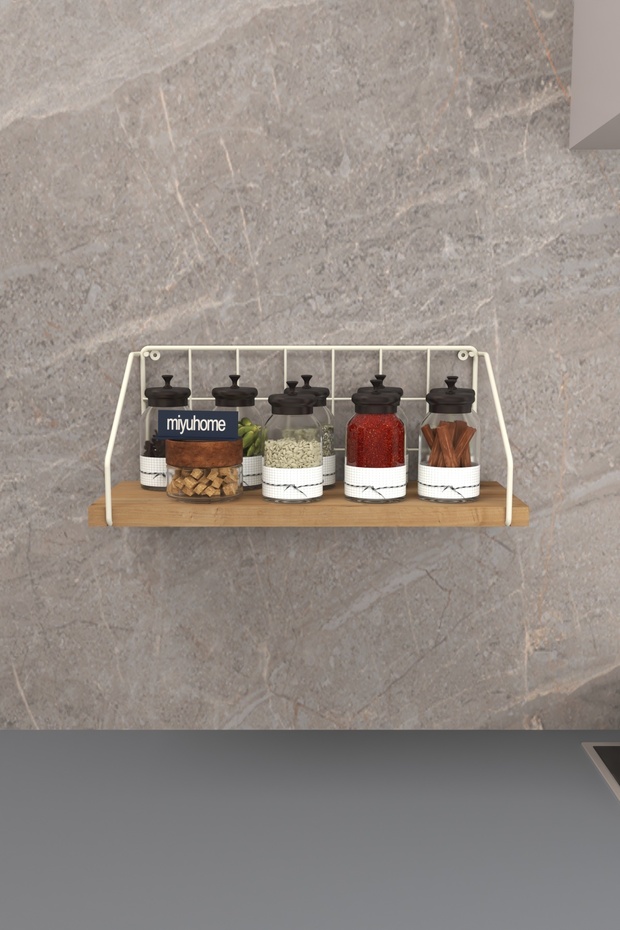 Metal Duvar Rafı Ahşap Raf Dekoratif Duvar Rafı Mutfak Rafı Modern İskandinav Raf - 6