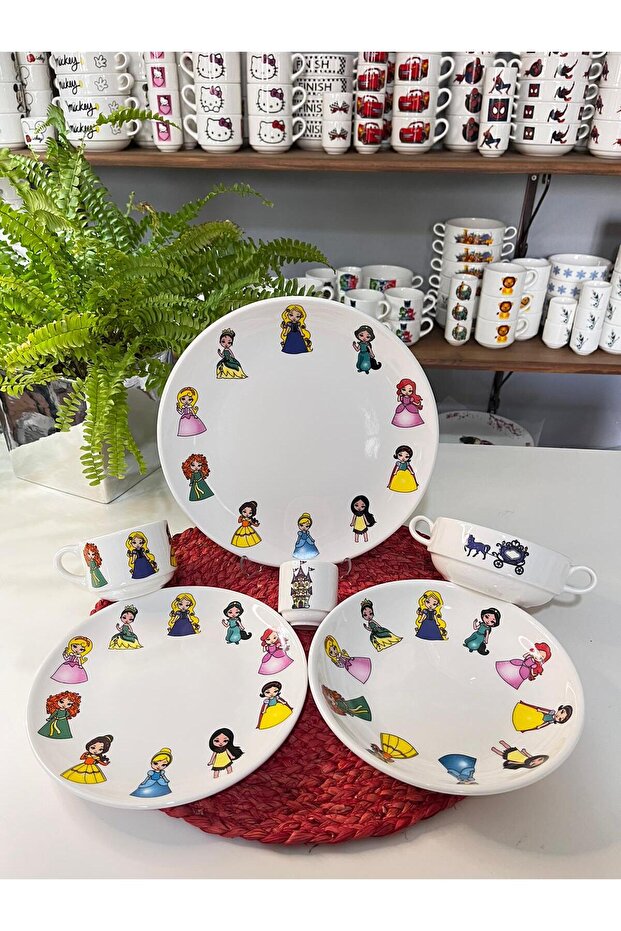 DISNEY PRINCESSES PATTERNED 6-Piece BABY DISH SET FEEDING SET