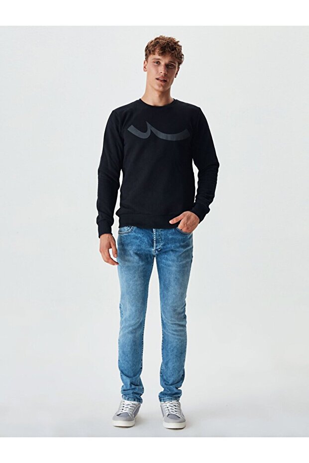 Logo Crew Neck Black Sweatshirt