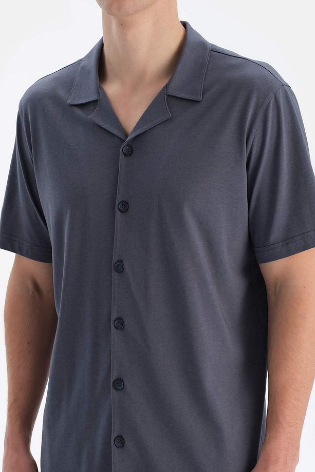 Cepli Gömlek Şort Modal Pijama Takımı - 6