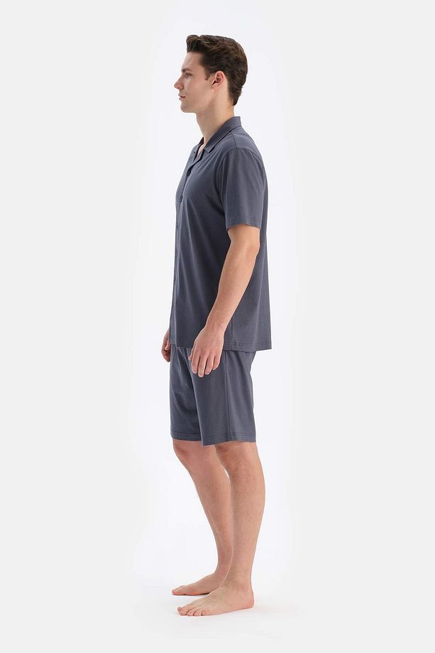 Cepli Gömlek Şort Modal Pijama Takımı - 3