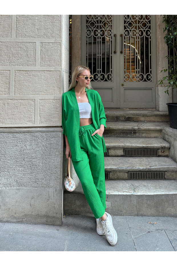 Damski zestaw kimono z górą i dołem o swobodnym kroju - 8