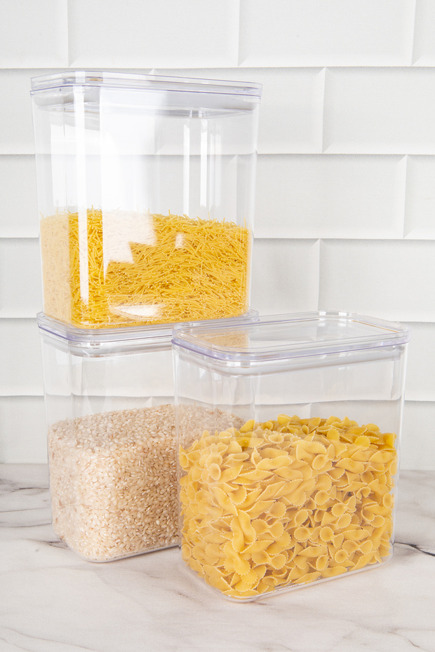 3 Pieces Vacuum Lid Storage Container Food Set Pulses Set Storage Box Organizer 2200 ml - 1