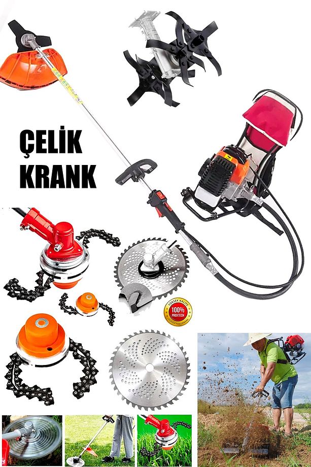 Turbo GT-14HPX Benzinli Çim Ot Çayır Biçme Sırt Tırpan Makinesi + Çapalama ve Canavar Başlık - 3