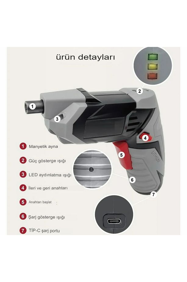 Şarjlı Pratik Mini tornavida matkap kablosuz elektrikli tornavida seti Taşınabilir Matkap - 3