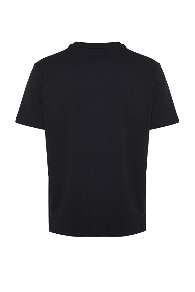 Siyah Regular/Normal Kesim Renk Bloklu %100 Pamuklu T-Shirt TMNSS24TS00076 - 8