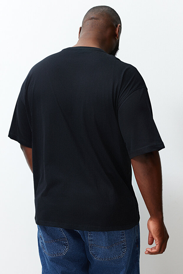 Büyük Beden Siyah-Ekru Oversize 2'li Paket %100 Pamuklu T-Shirt TMNSS24BF00042 - 5