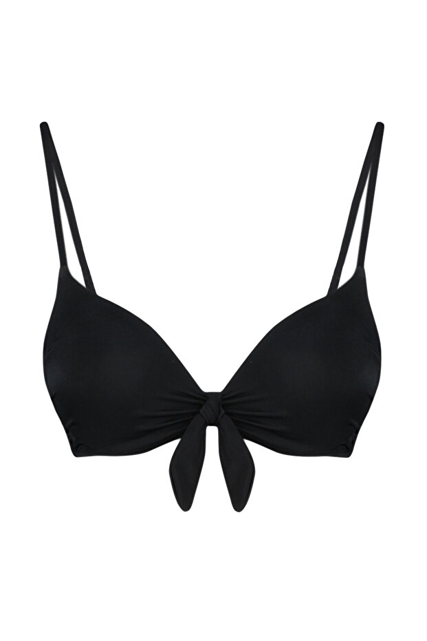 Siyah Fiyonklu Balconette Kaplı Basic Bikini Üstü TBESS24BU00161 - 6