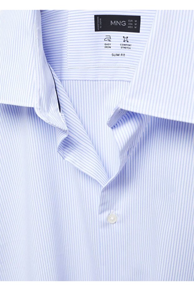 Slim fit streç pamuklu gömlek - 7