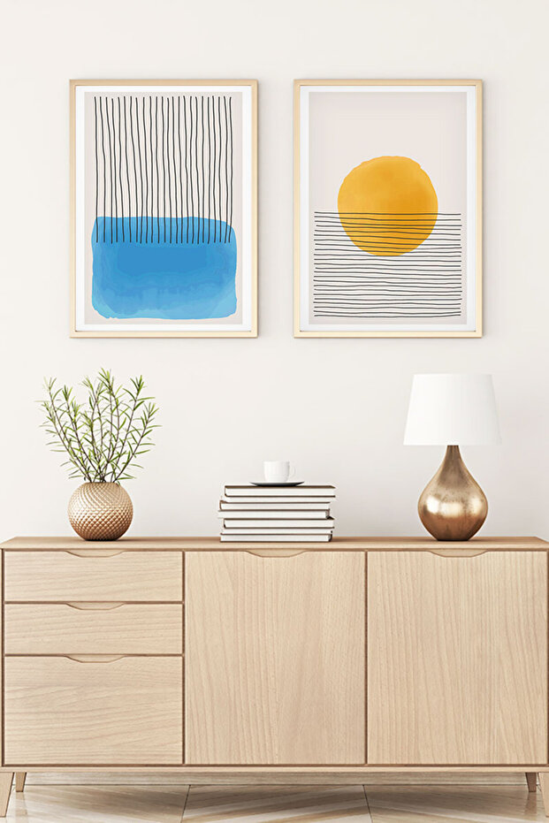Wooden Framed Modern Painting Set Huhu134